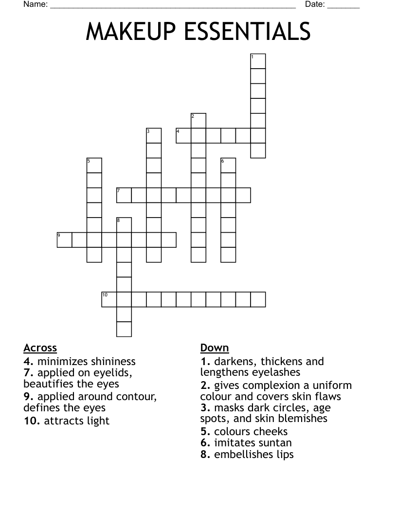 MAKEUP ESSENTIALS Crossword