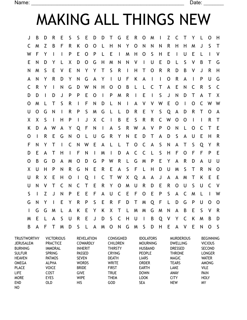 MAKING ALL THINGS NEW Word Search