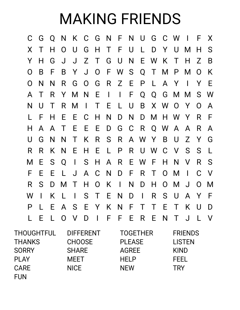 MAKING FRIENDS Word Search
