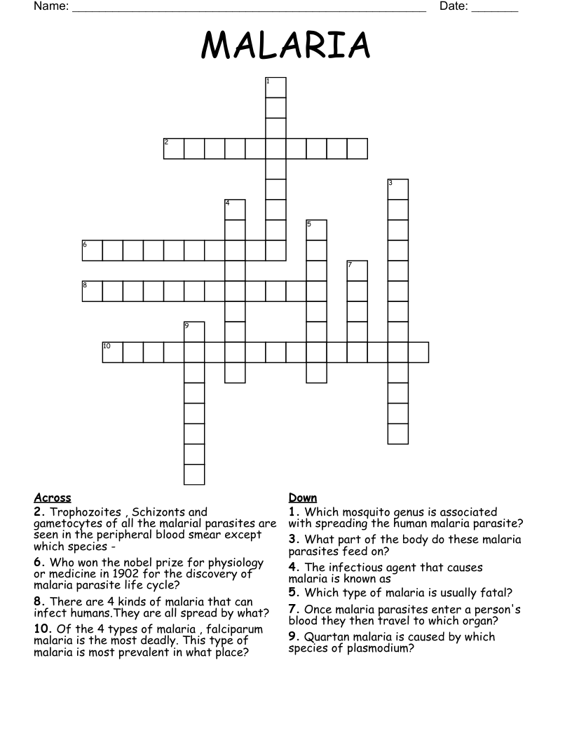MALARIA Crossword