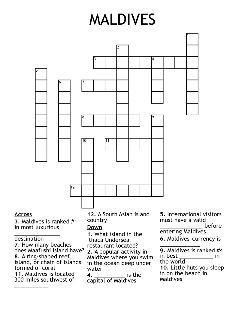 MALDIVES Crossword