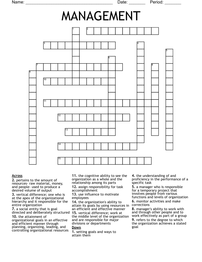 MANAGEMENT  Crossword