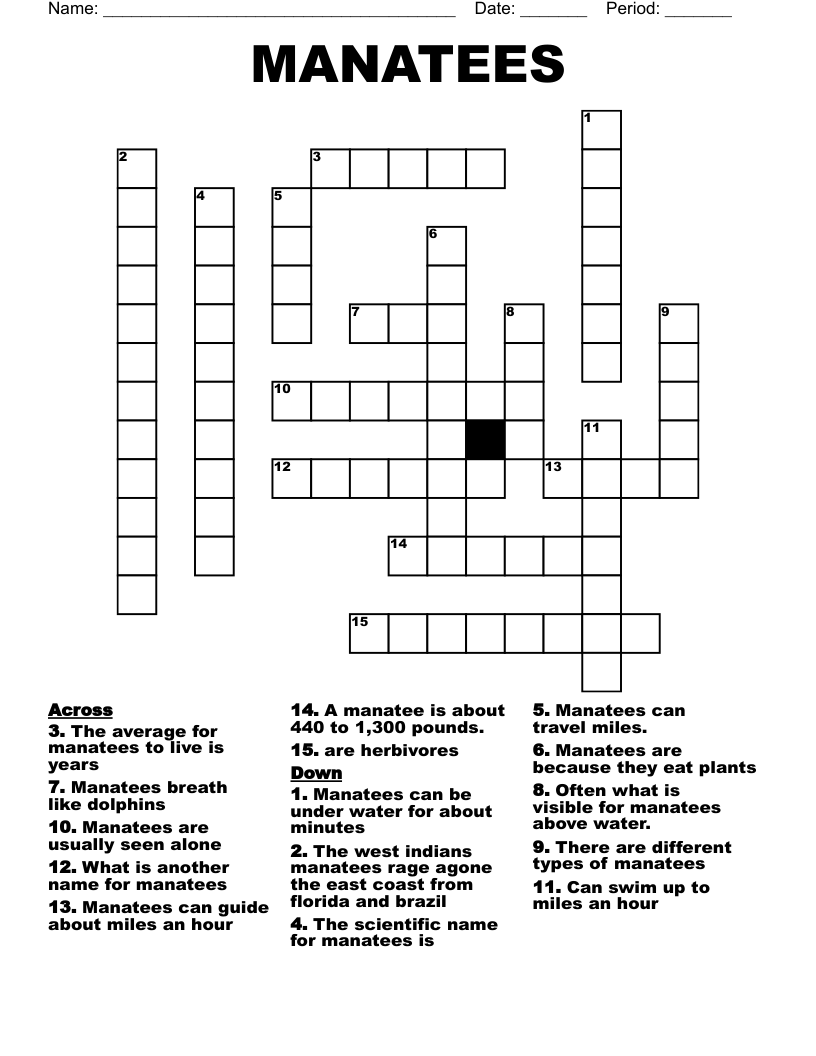 MANATEES Crossword