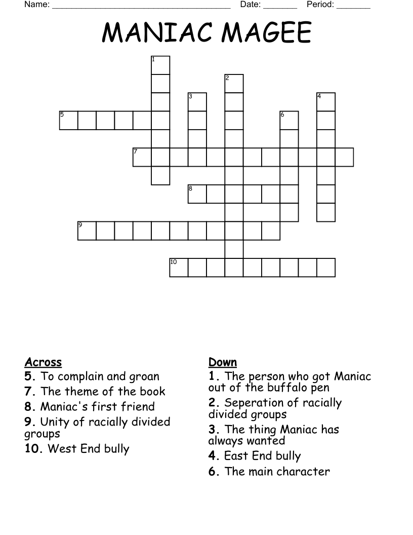 MANIAC MAGEE Crossword