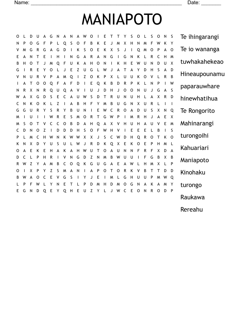 MANIAPOTO Word Search