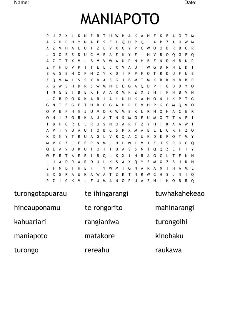 MANIAPOTO Word Search