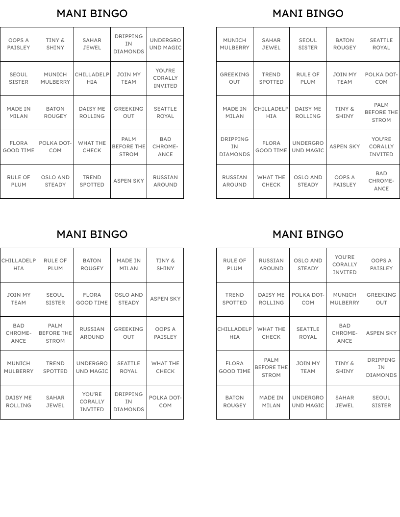 MANI BINGO
