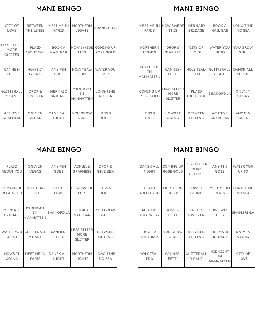 MANI BINGO