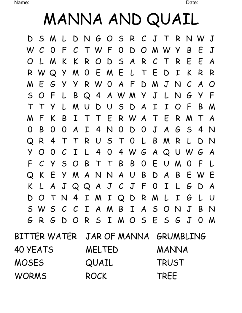 MANNA AND QUAIL Word Search