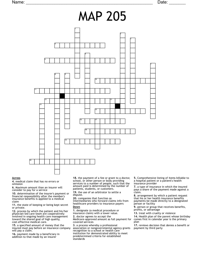MAP 205 Crossword