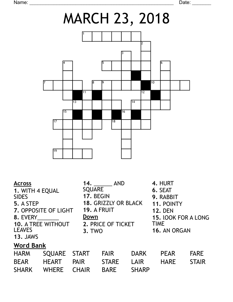 MARCH 23, 2018 Crossword
