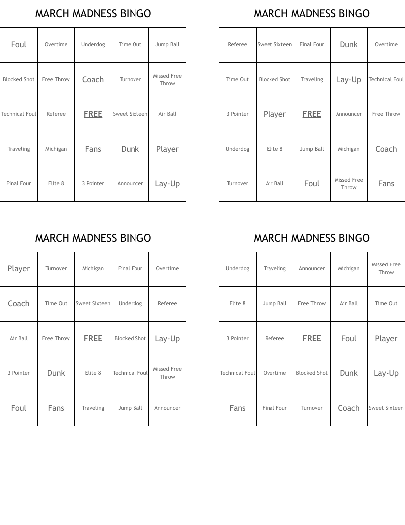 MARCH MADNESS BINGO