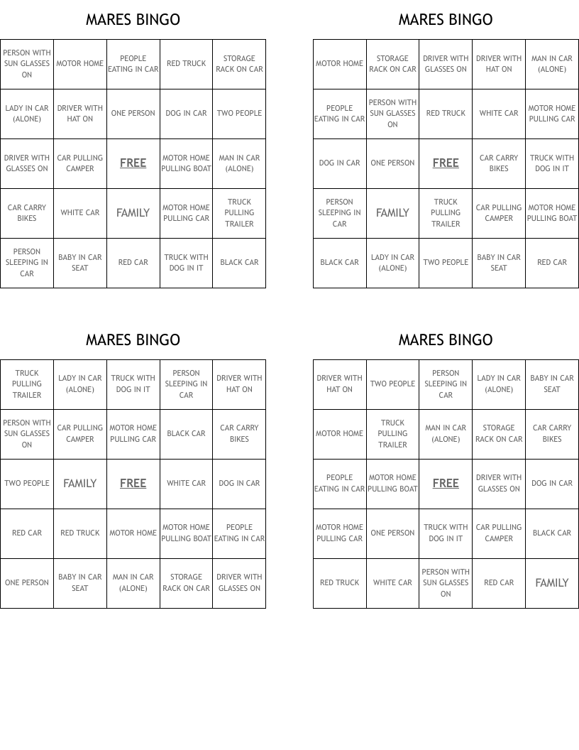 MARES BINGO 