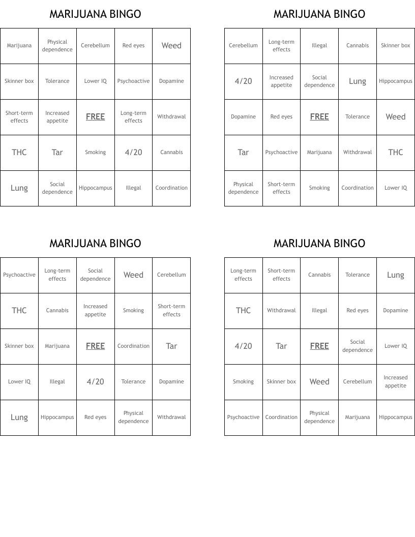 MARIJUANA BINGO