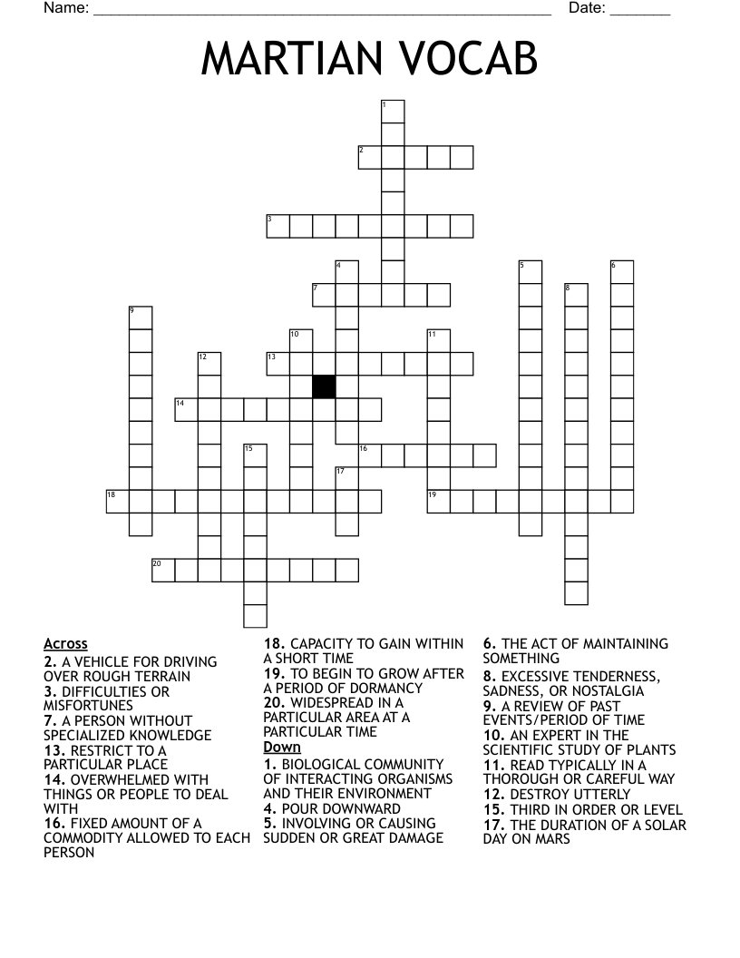 MARTIAN VOCAB Crossword