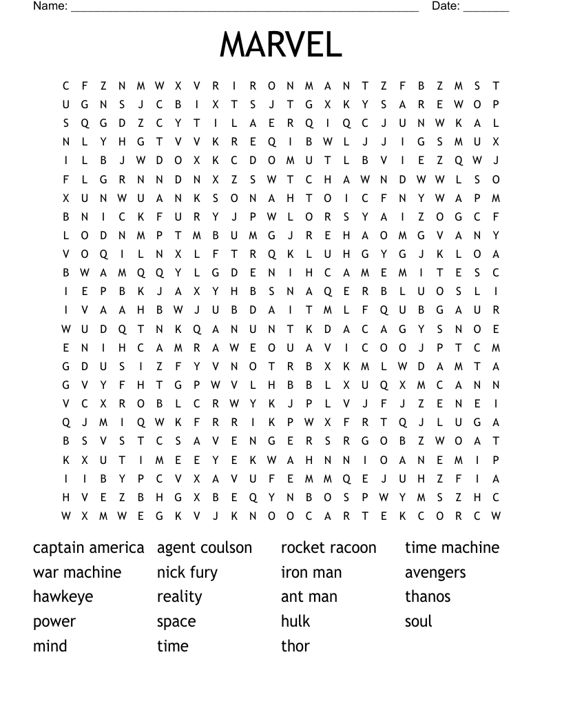 MARVEL Word Search