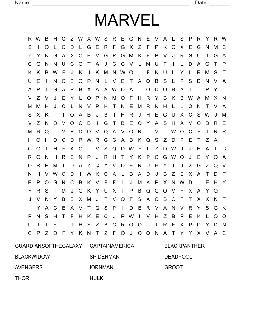 MARVEL Word Search