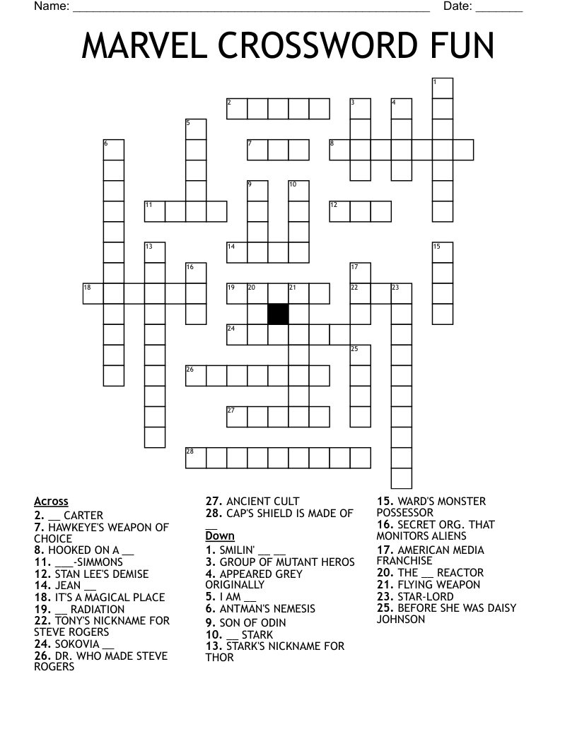 MARVEL CROSSWORD FUN