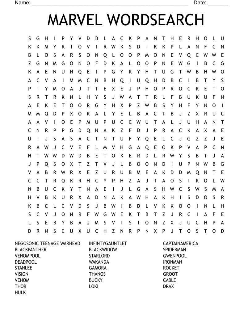 MARVEL WORDSEARCH