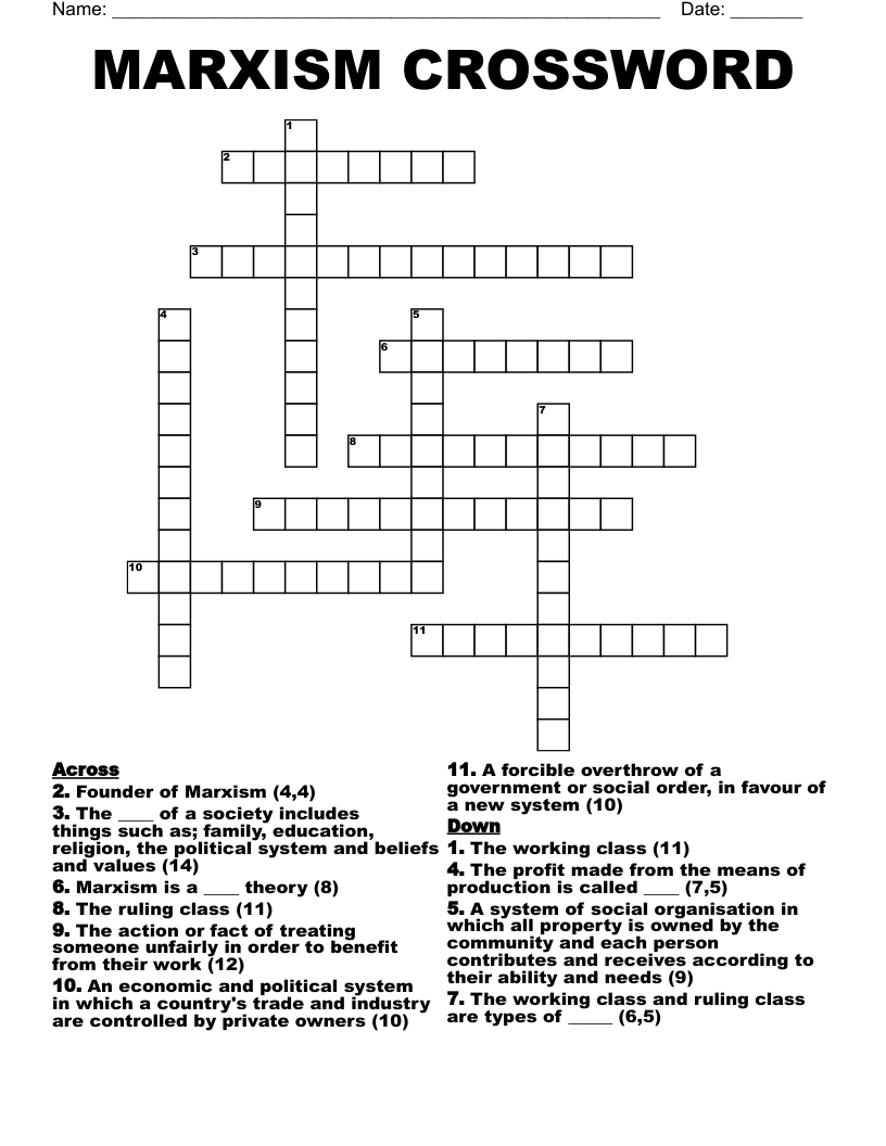 MARXISM CROSSWORD
