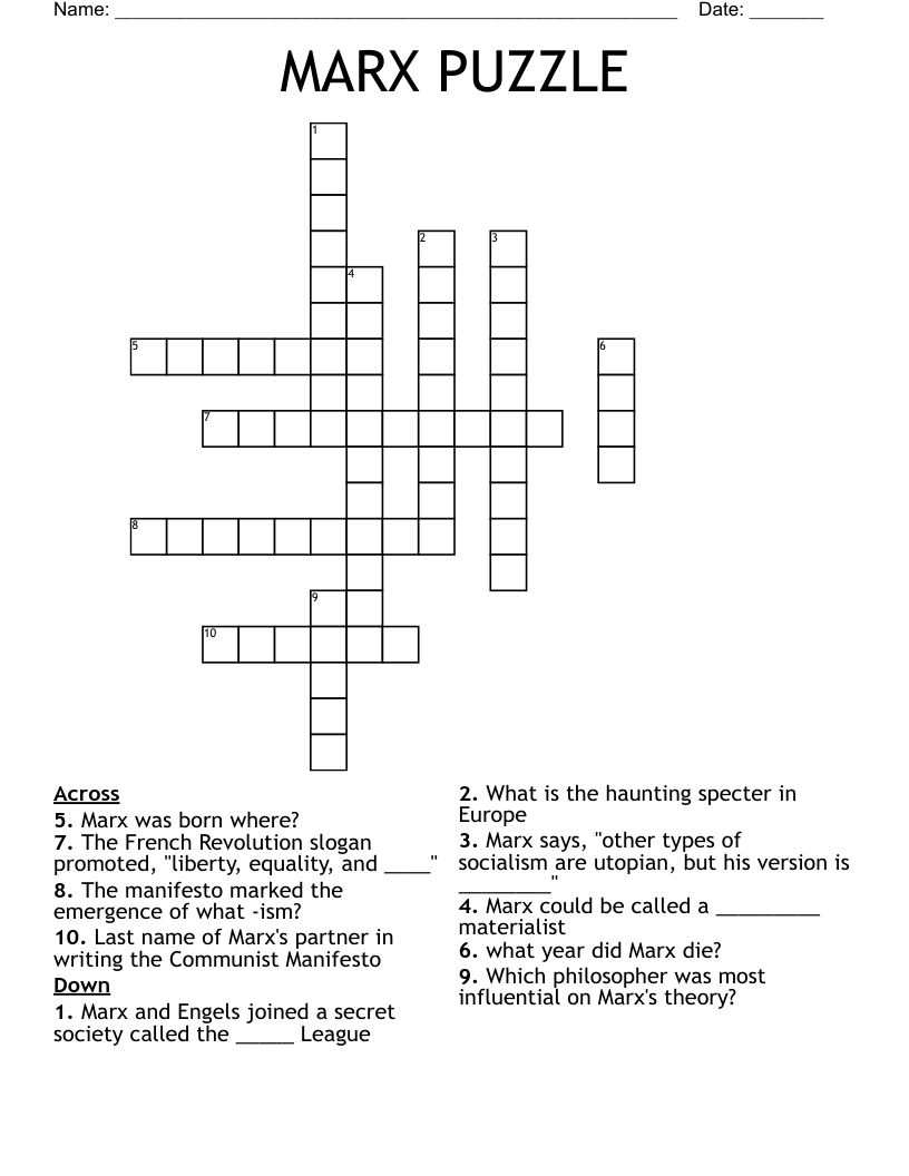 MARX PUZZLE Crossword