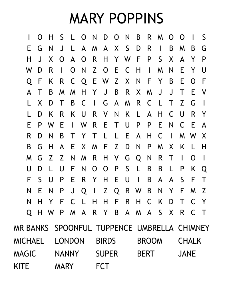 MARY POPPINS Word Search