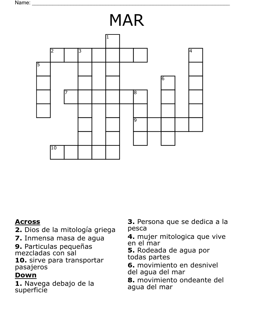 MAR Crossword