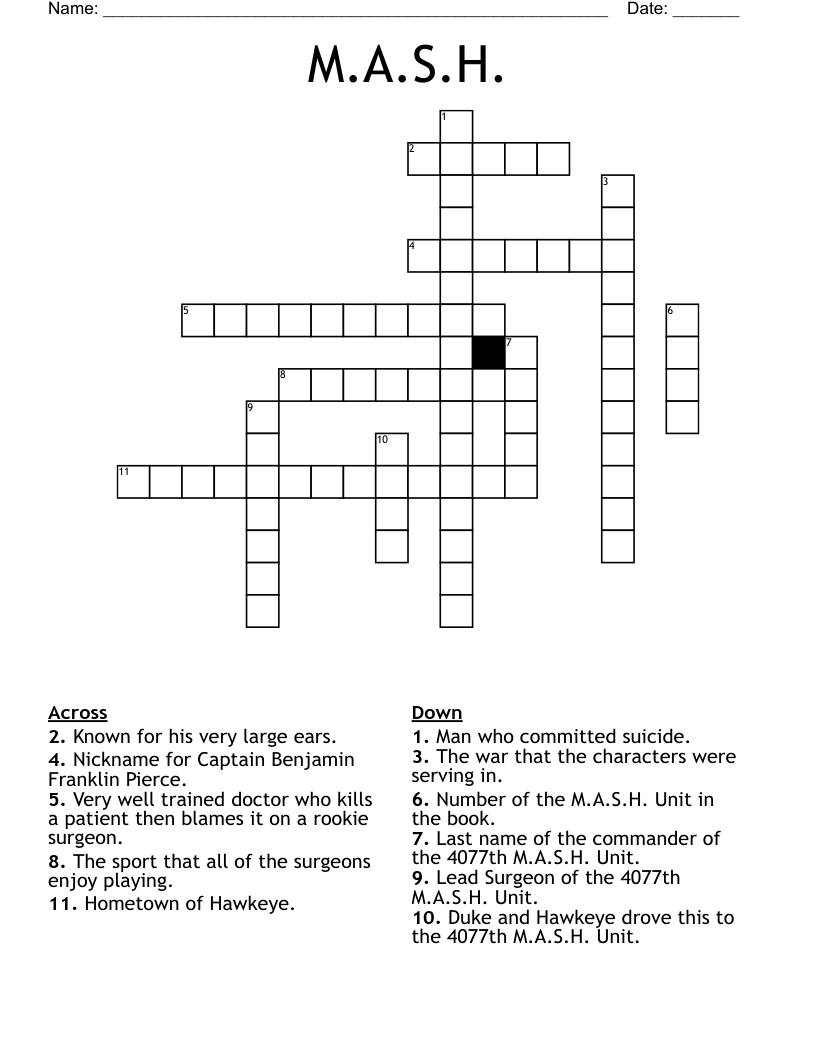 M.A.S.H. Crossword