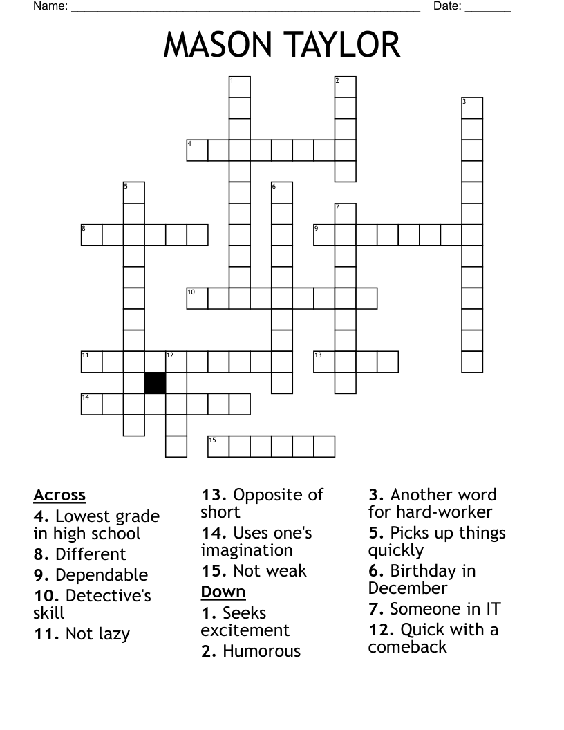 MASON TAYLOR Crossword