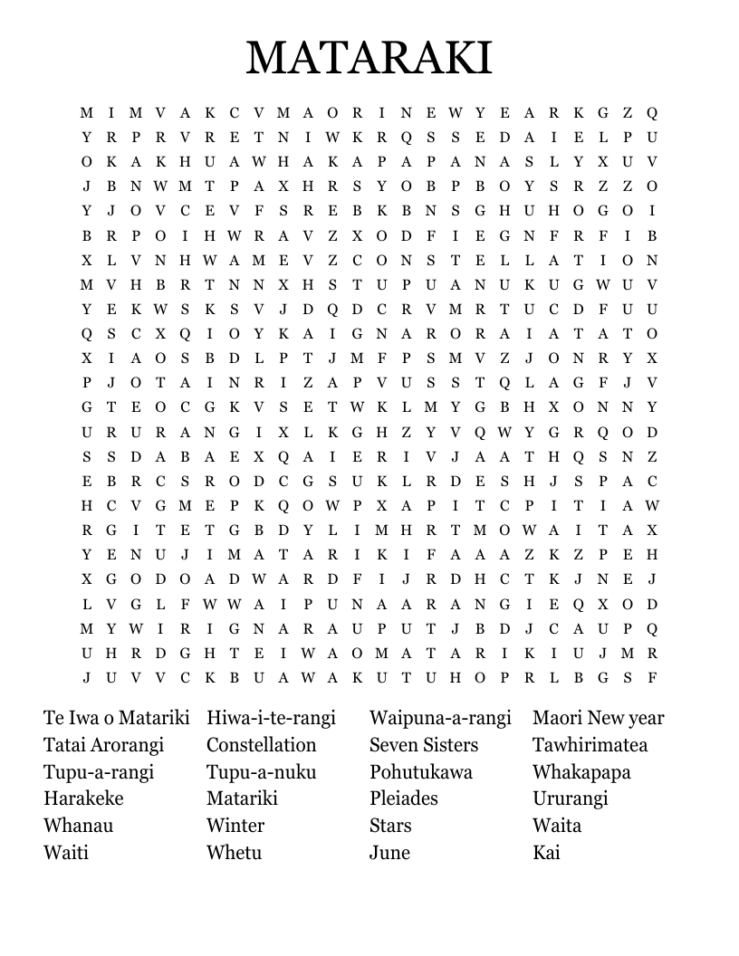 MATARAKI Word Search