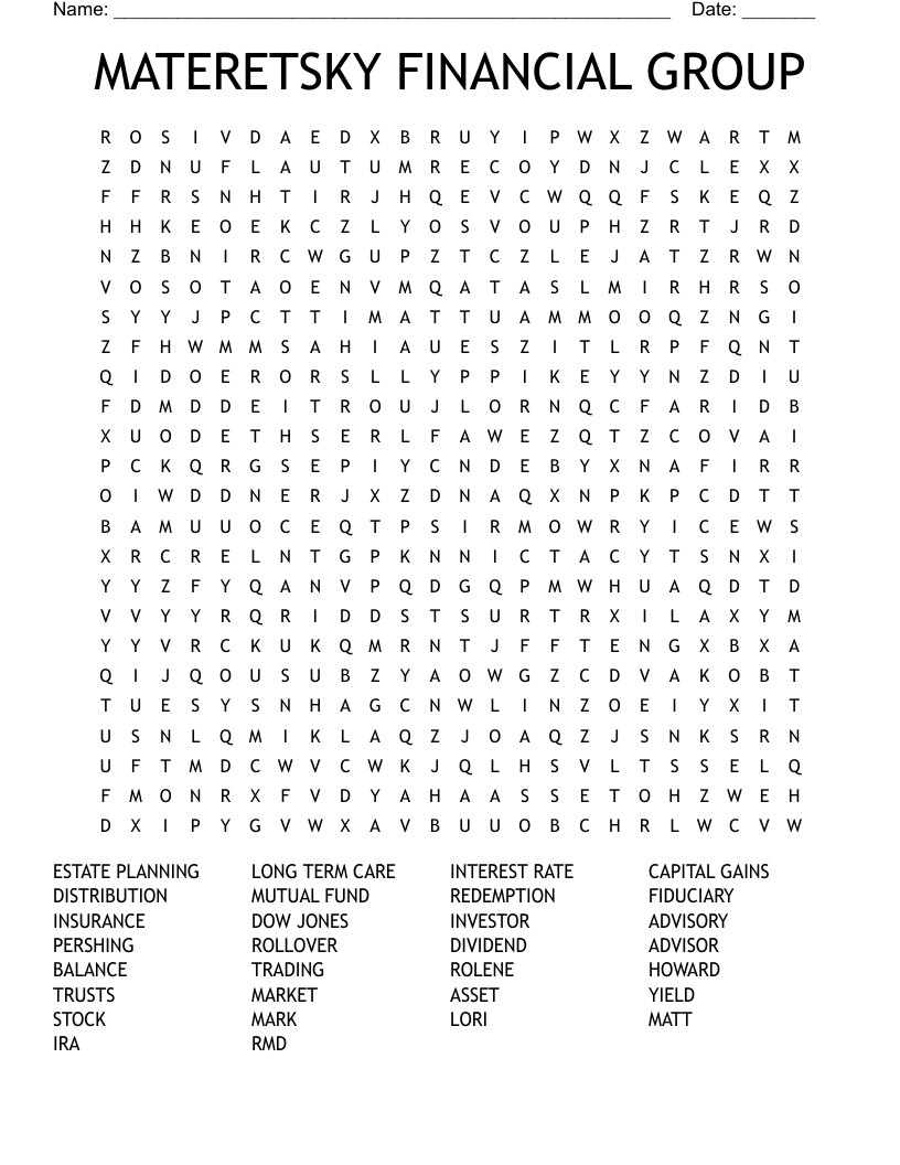 MATERETSKY FINANCIAL GROUP Word Search