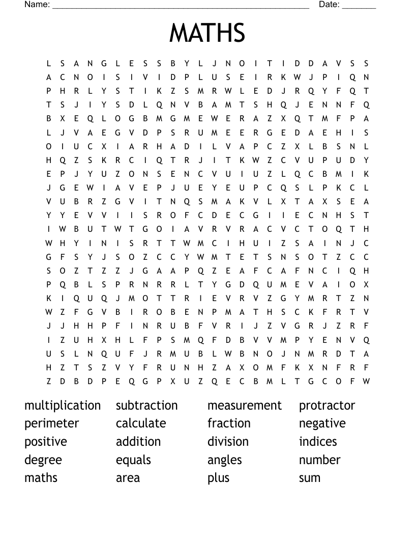 MATHS Word Search