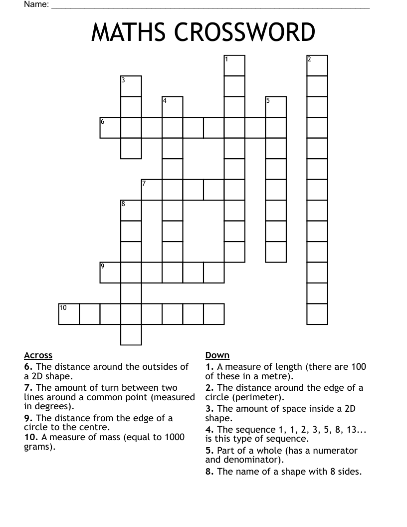 MATHS CROSSWORD