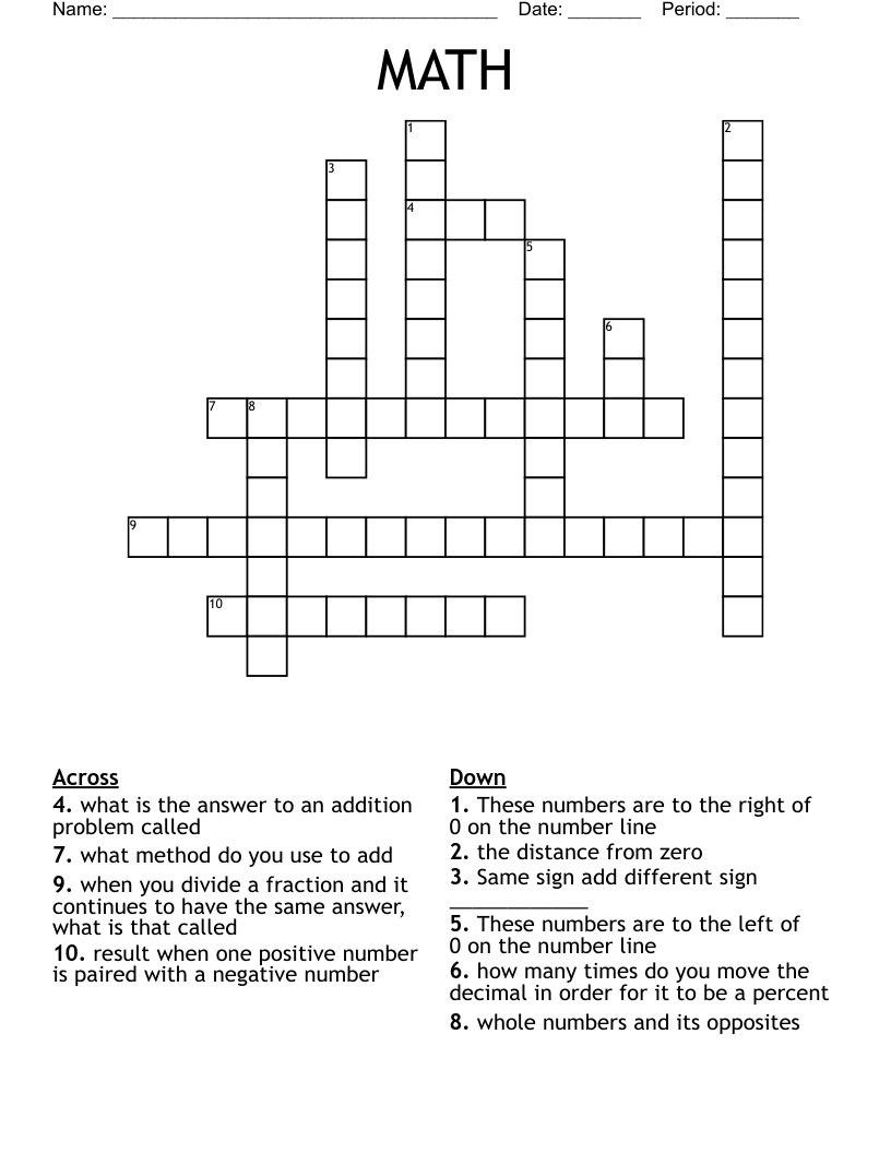 MATH Crossword