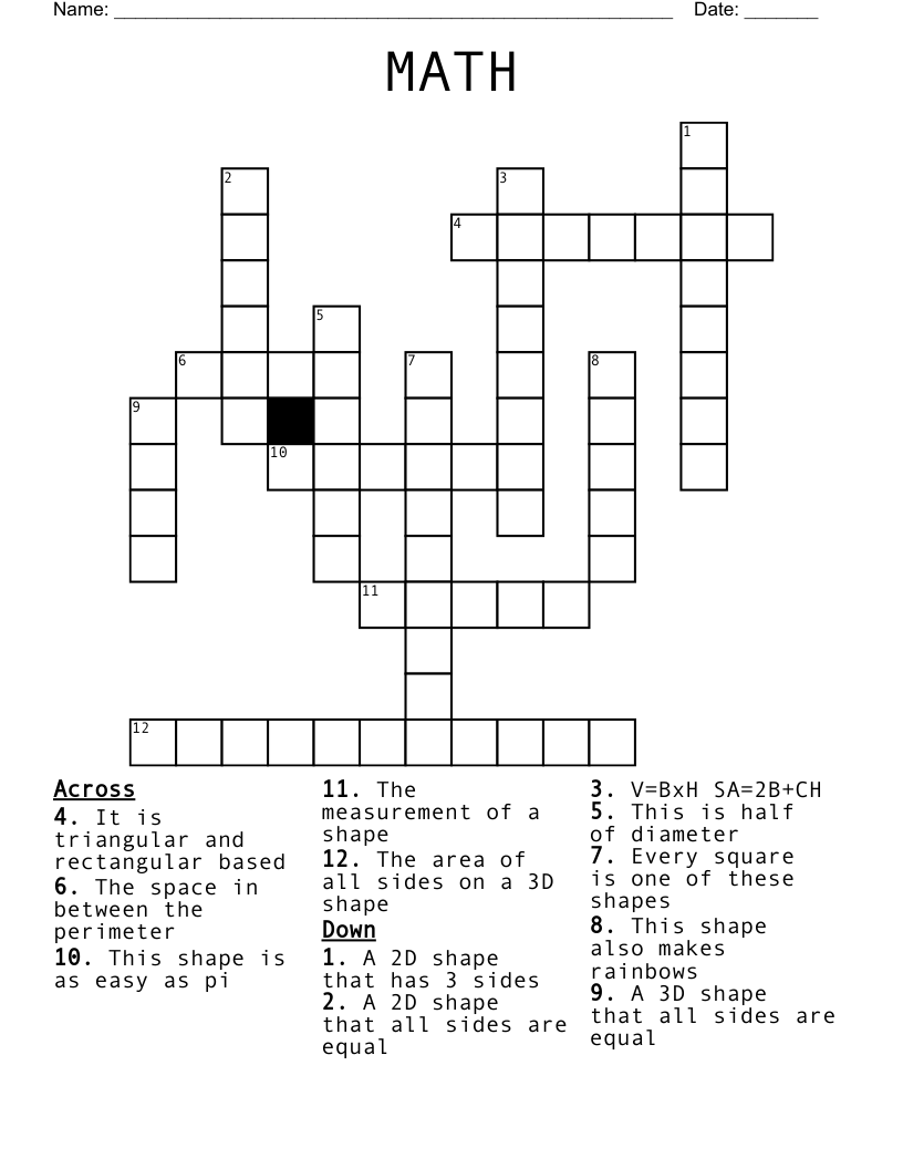 MATH Crossword