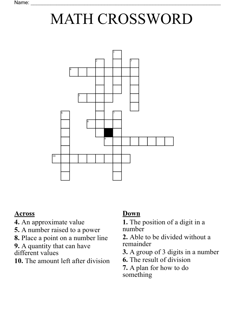 MATH CROSSWORD