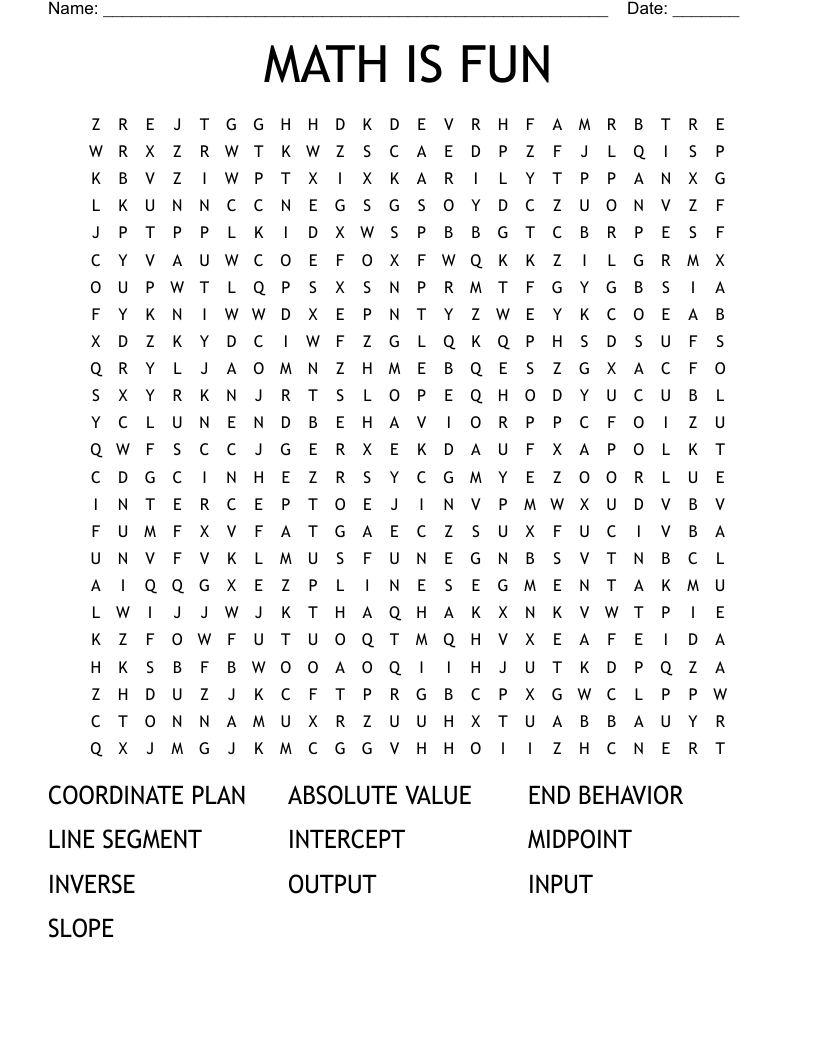 MATH IS FUN Word Search