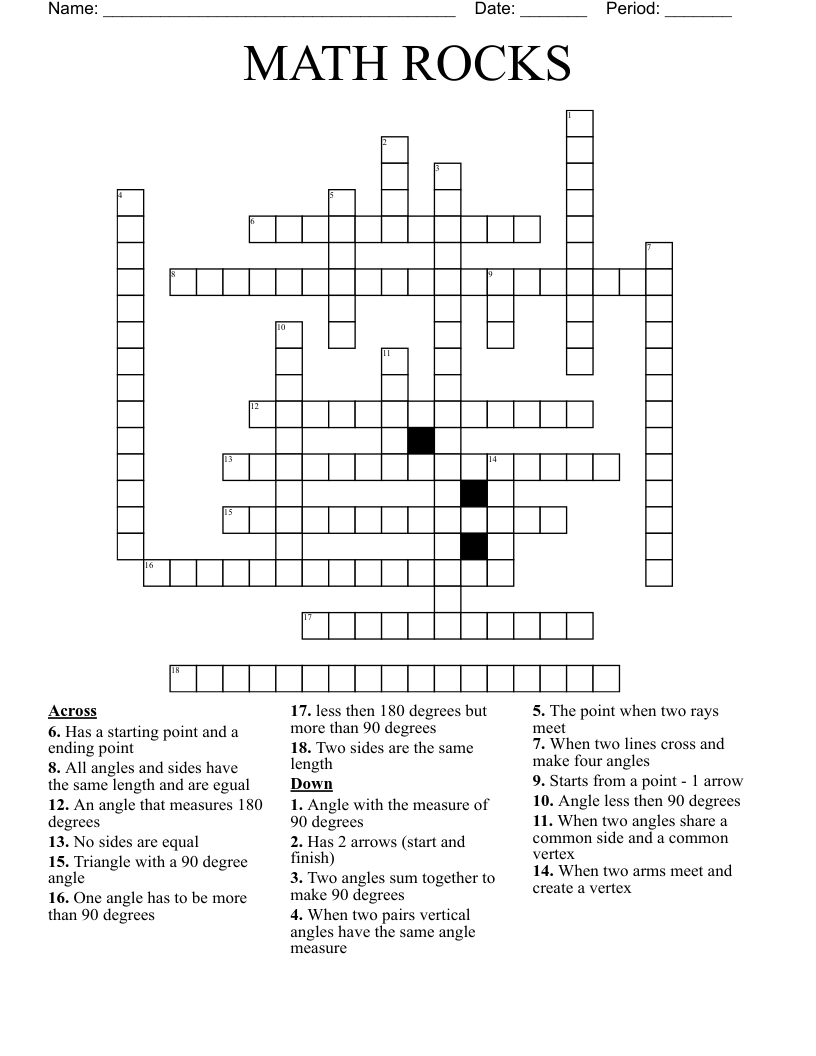 MATH ROCKS Crossword