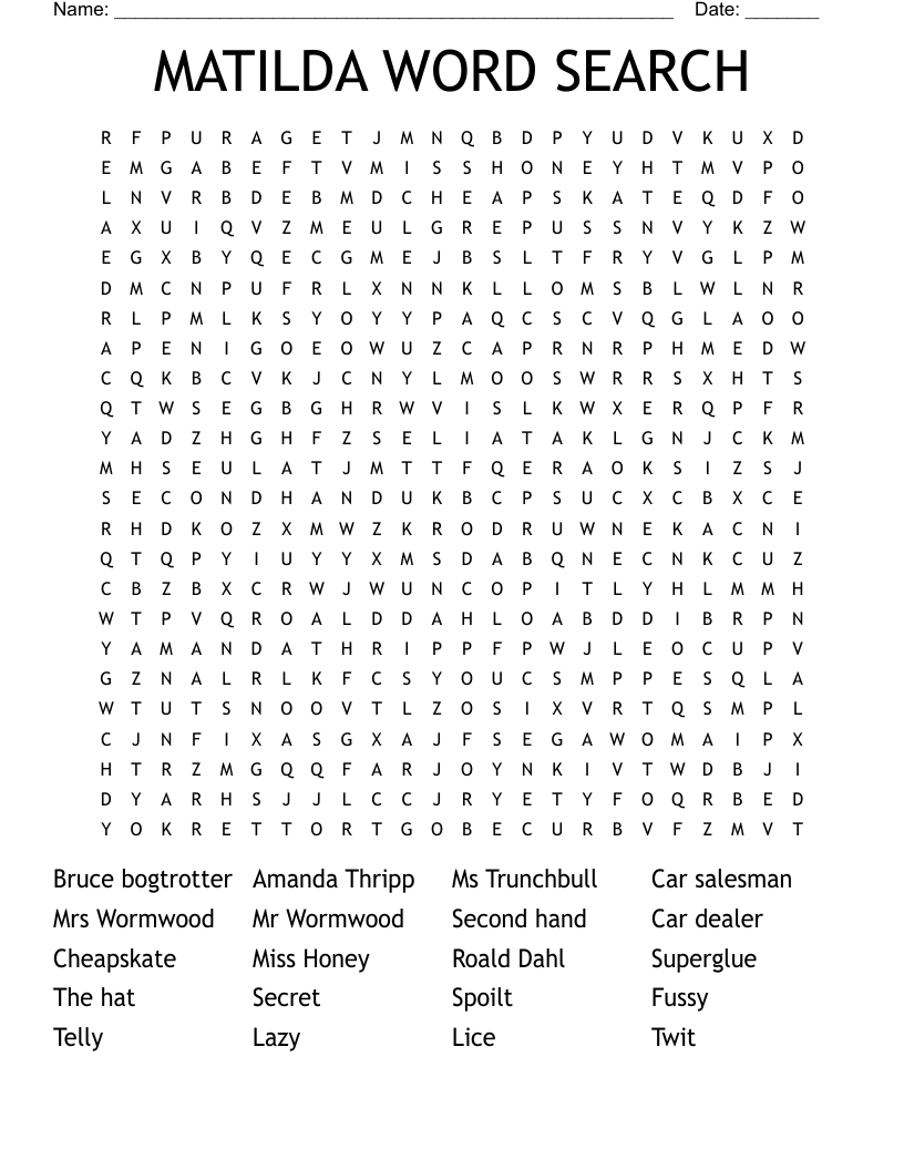 MATILDA WORD SEARCH