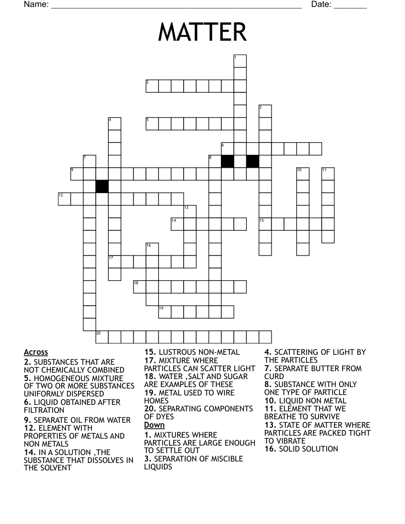 MATTER Crossword