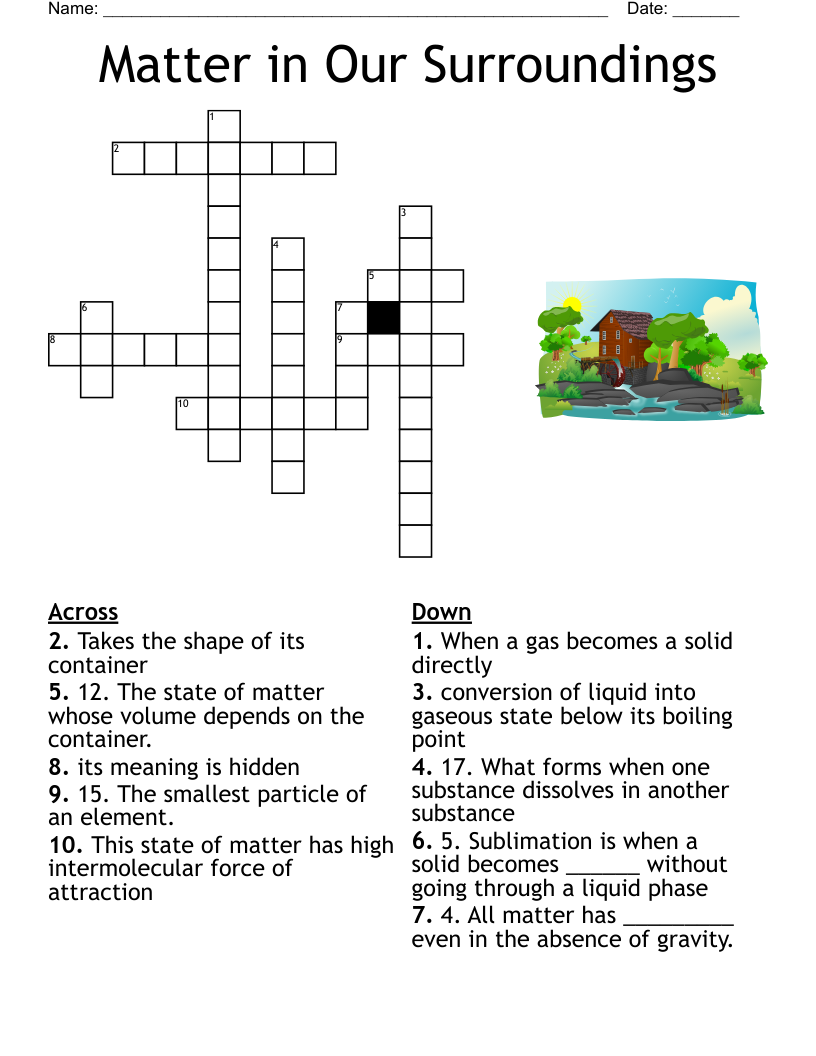 Matter in Our Surroundings Crossword