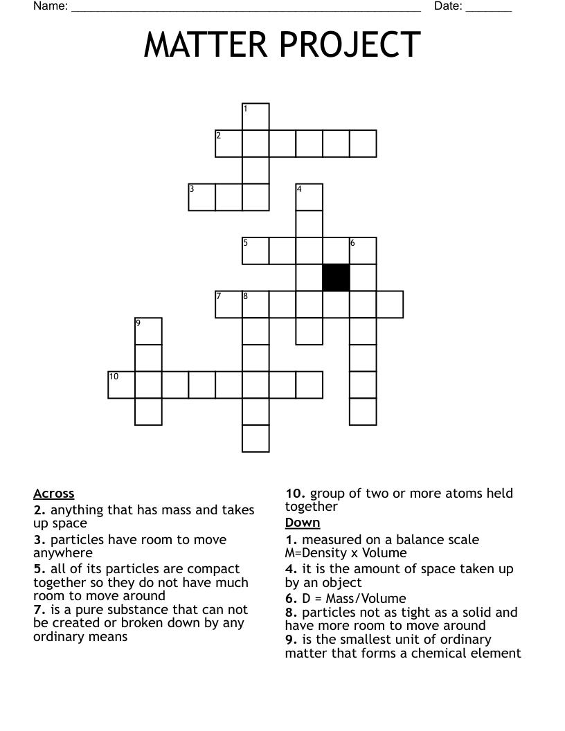 MATTER PROJECT Crossword