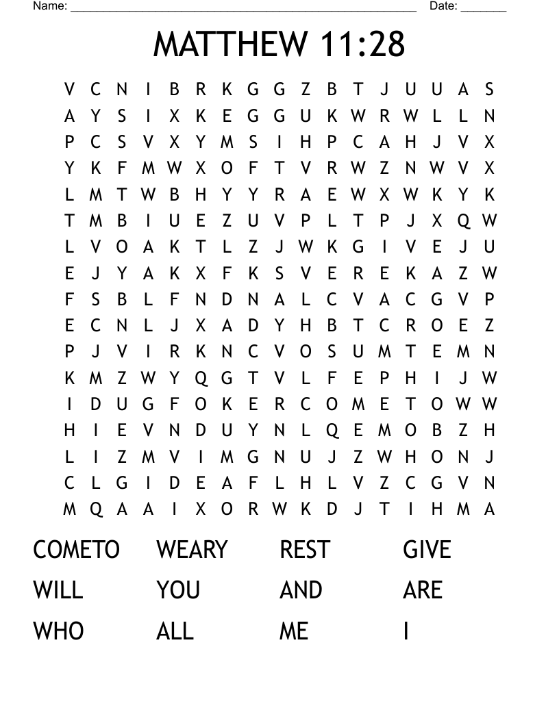MATTHEW 11:28 Word Search