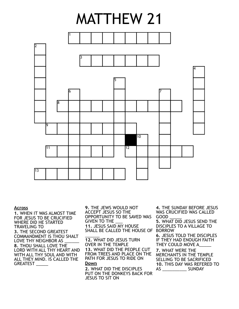 MATTHEW 21 Crossword