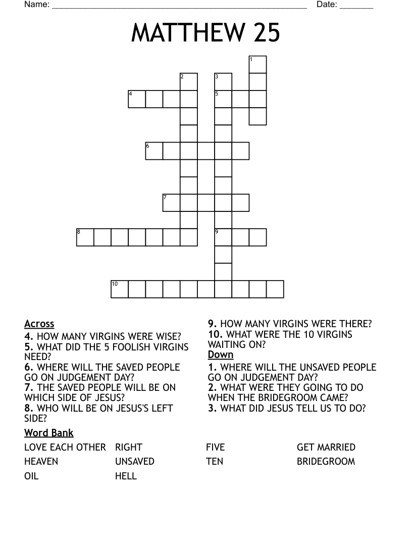 MATTHEW 25 Crossword