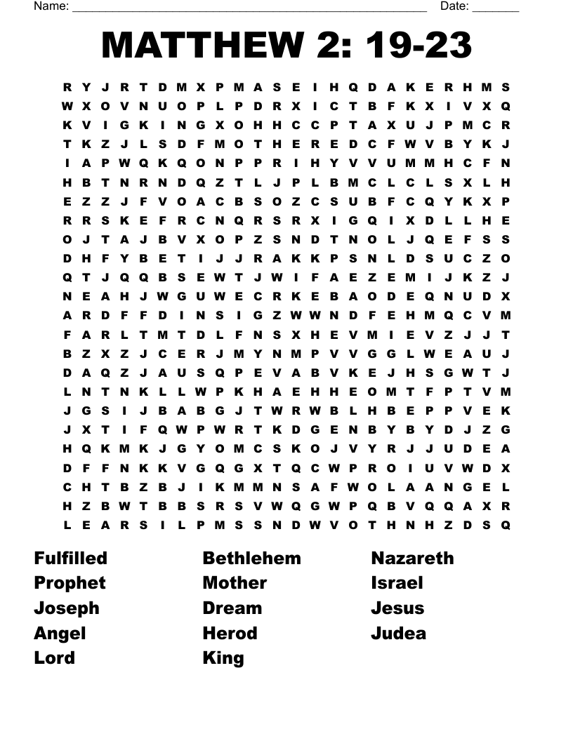 MATTHEW 2: 19-23 Word Search