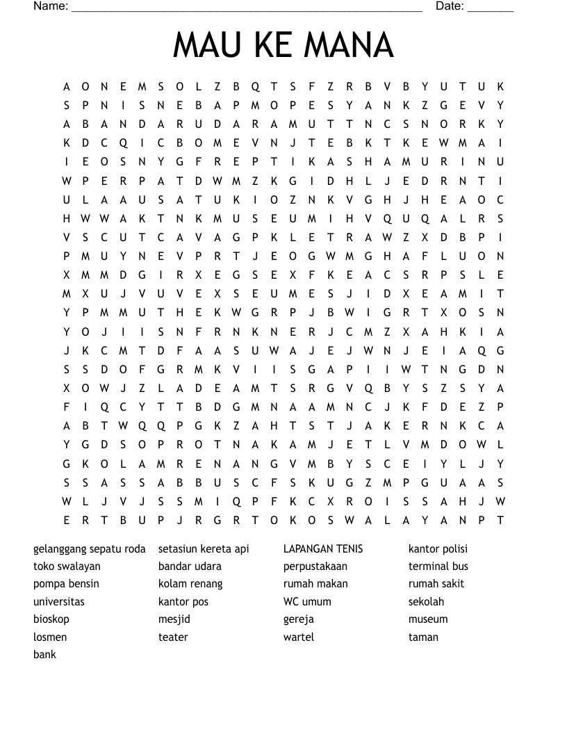 MAU KE MANA Word Search