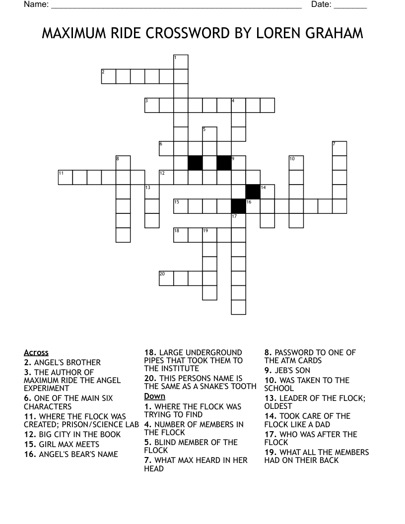 MAXIMUM RIDE CROSSWORD BY LOREN GRAHAM