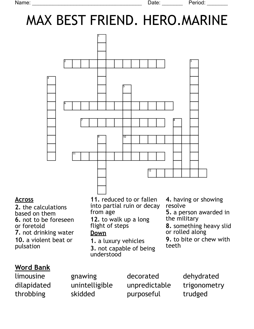 MAX BEST FRIEND. HERO.MARINE Crossword