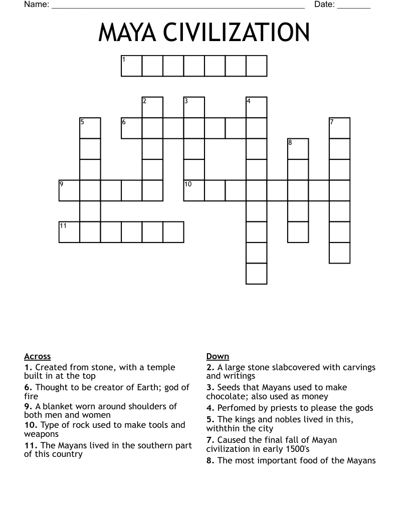 MAYA CIVILIZATION Crossword